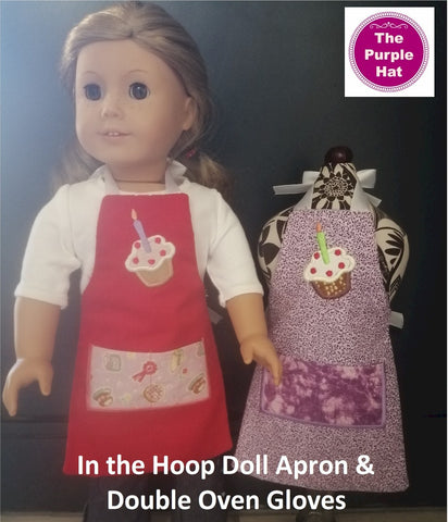 ITH Fully Reversible Apron and Double Oven Gloves for 18 inch doll 6x10