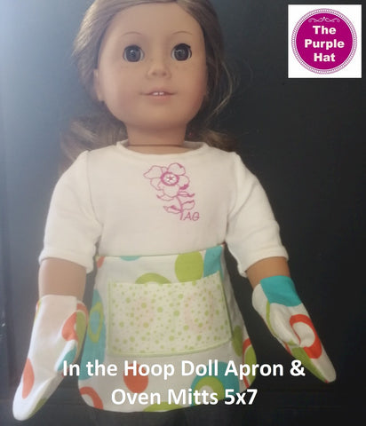 ITH Fully Reversible Half Apron and Oven Mitts for 18 inch doll 5x7