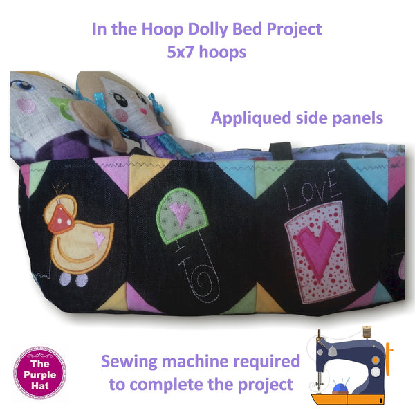 ITH In the Hoop Doll bed/carry cot project 5x7