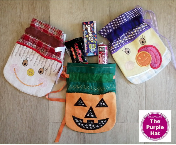 In the Hoop ITH Fall Halloween Drawstring Gift Bags 5x7