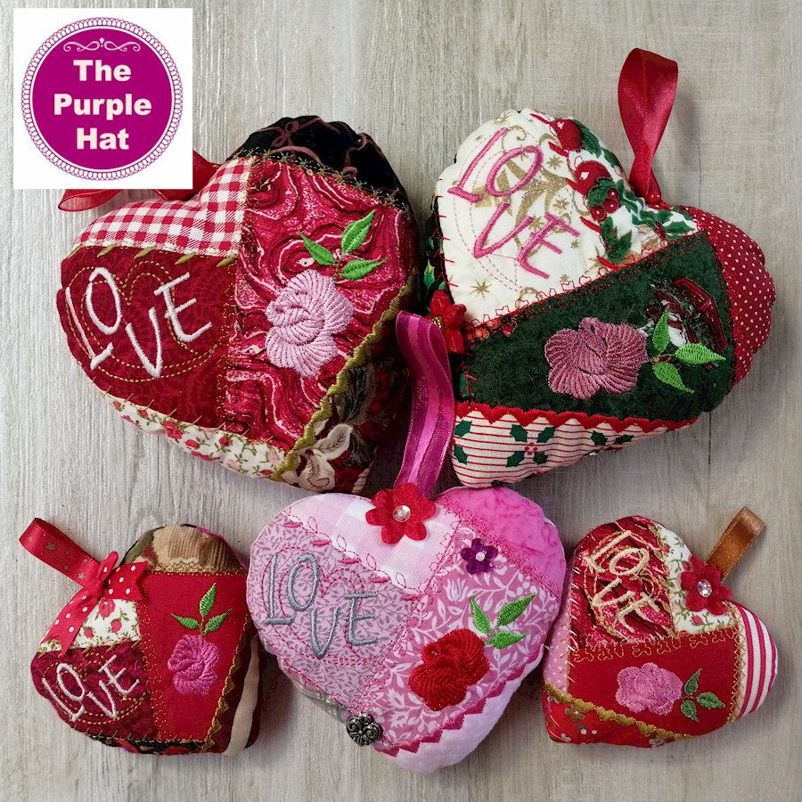 ITH Crazy Patch Heart Ornament 4x4 5x7 6x10