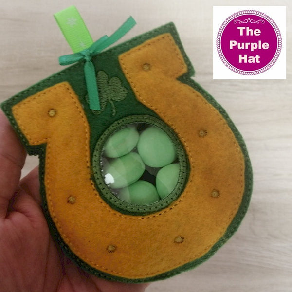 ITH St Patrick's Day Lucky Horseshoe candy gift bag with window 4x4 5x7