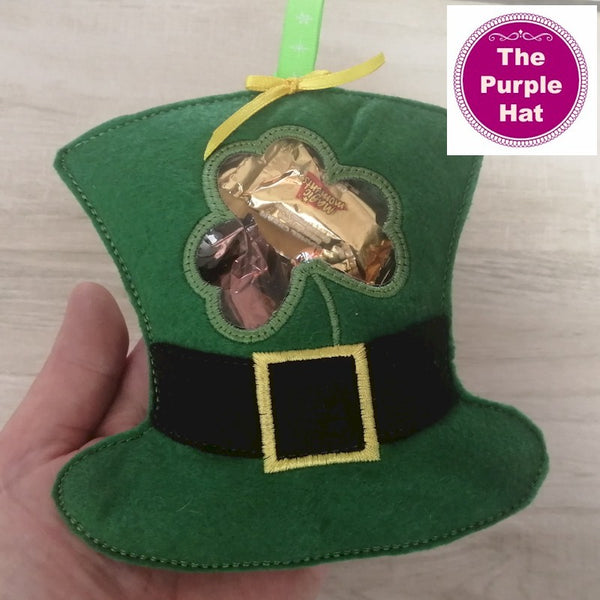 ITH St Patrick's Day Leprechaun Hat candy gift bag with window 4x4 5x7