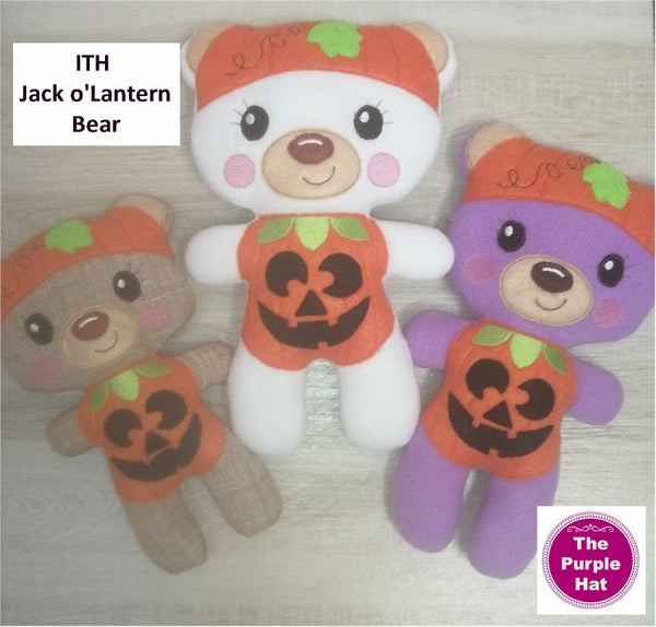 ITH Jack o'Lantern Stuffed Bear Toy 6x10 7x11 8x12