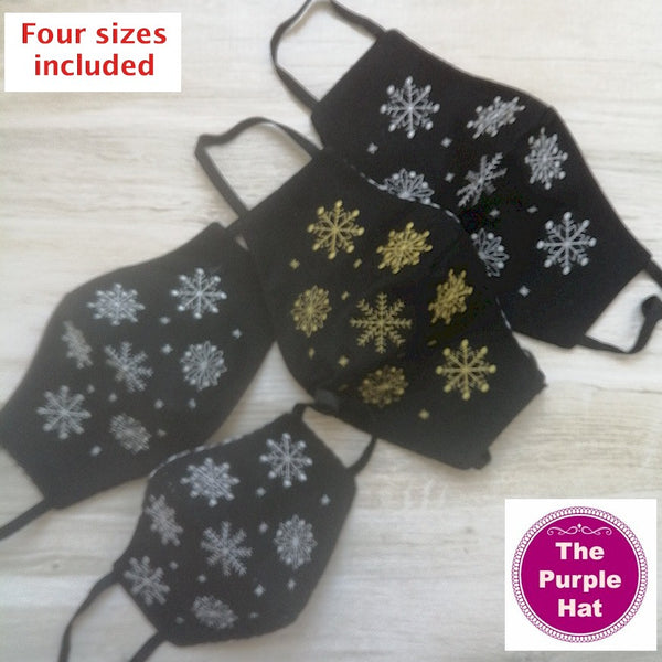 In the Hoop ITH Reversible Snowflake Face or Dust Mask sizes 5x7 6x10