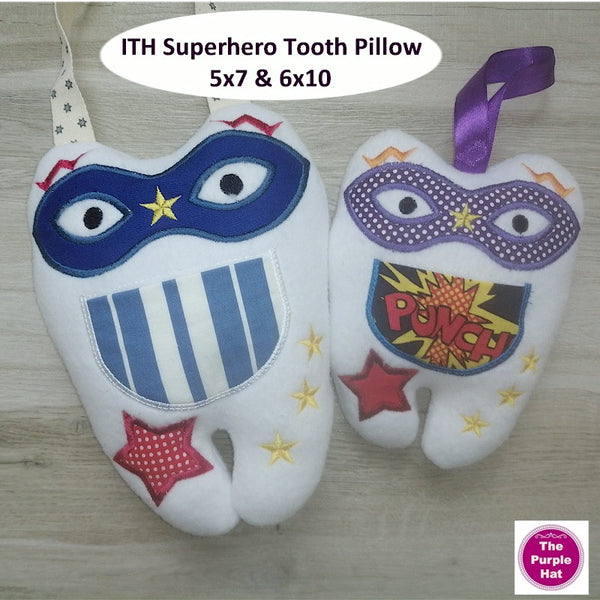 ITH In the Hoop Superhero Tooth Fairy Pillow 5x7 & 6x10