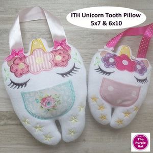 ITH In the Hoop Unicorn Tooth Fairy Pillow 5x7 & 6x10